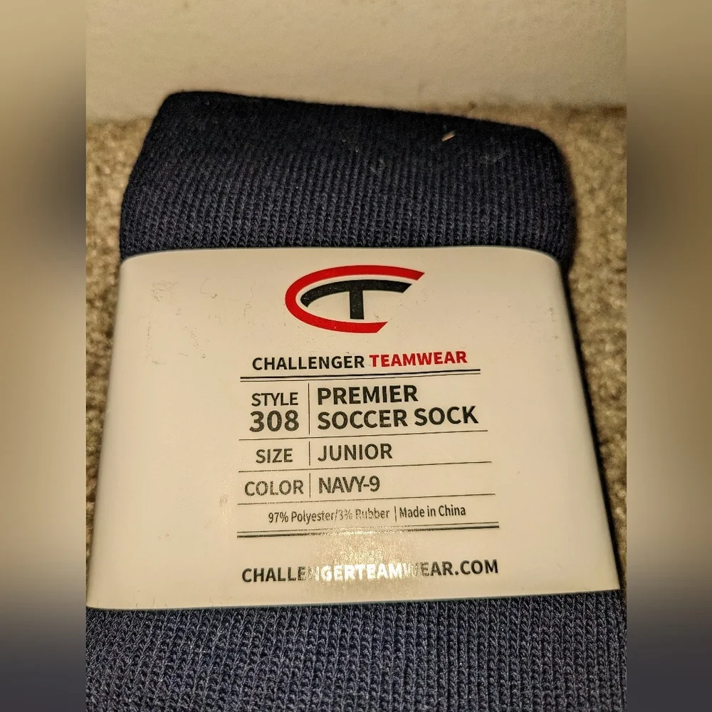 Challenger Teamwear Navy Blue Premier Youth‎ Soccer Sock NWT